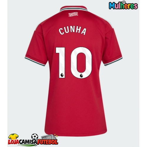 Camisa de Futebol Manchester United Matheus Cunha #10 Equipamento Principal Mulheres 2026-27 Manga Curta